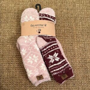 BearPaw Soft Pink and Burgundy Socks 5-10